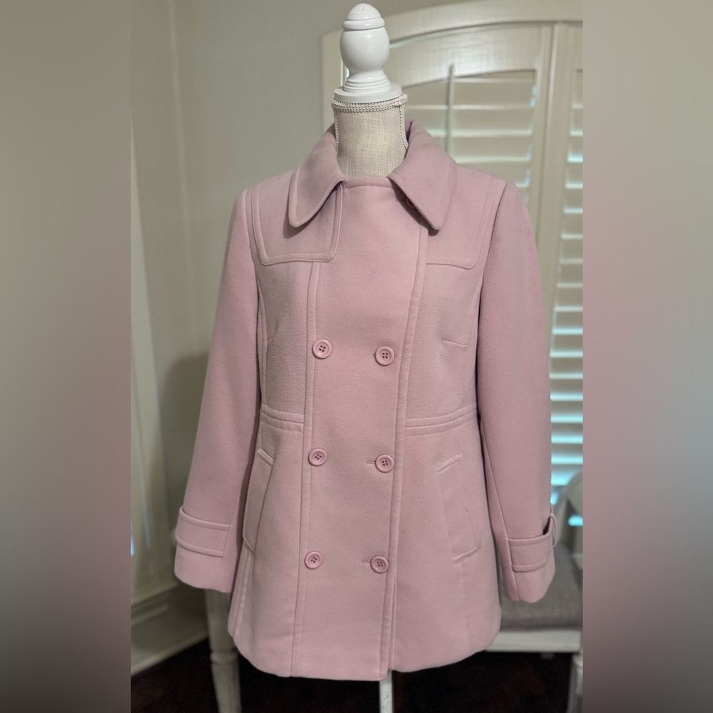 Monroe Main Double-Breasted Pink Wool Blend Peacoat